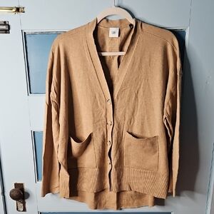 CAbi Women's Tan Sweater Cardigan Hi Low #3711 Large